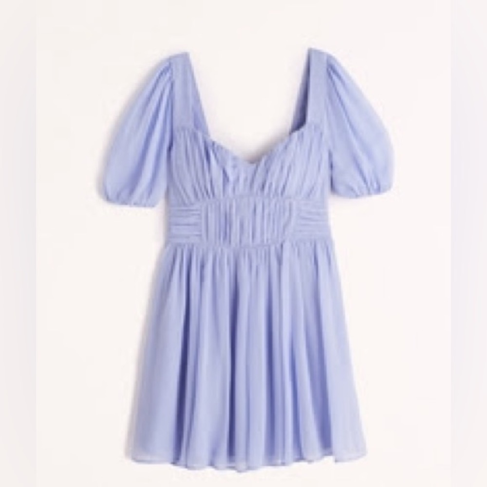 Abercrombie Blue Ruched Puff Sleeve Corset Mini Dress Size S